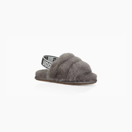 UGG Fluff Yeah Deep Grey Slides for Kids (ZPCY02179)